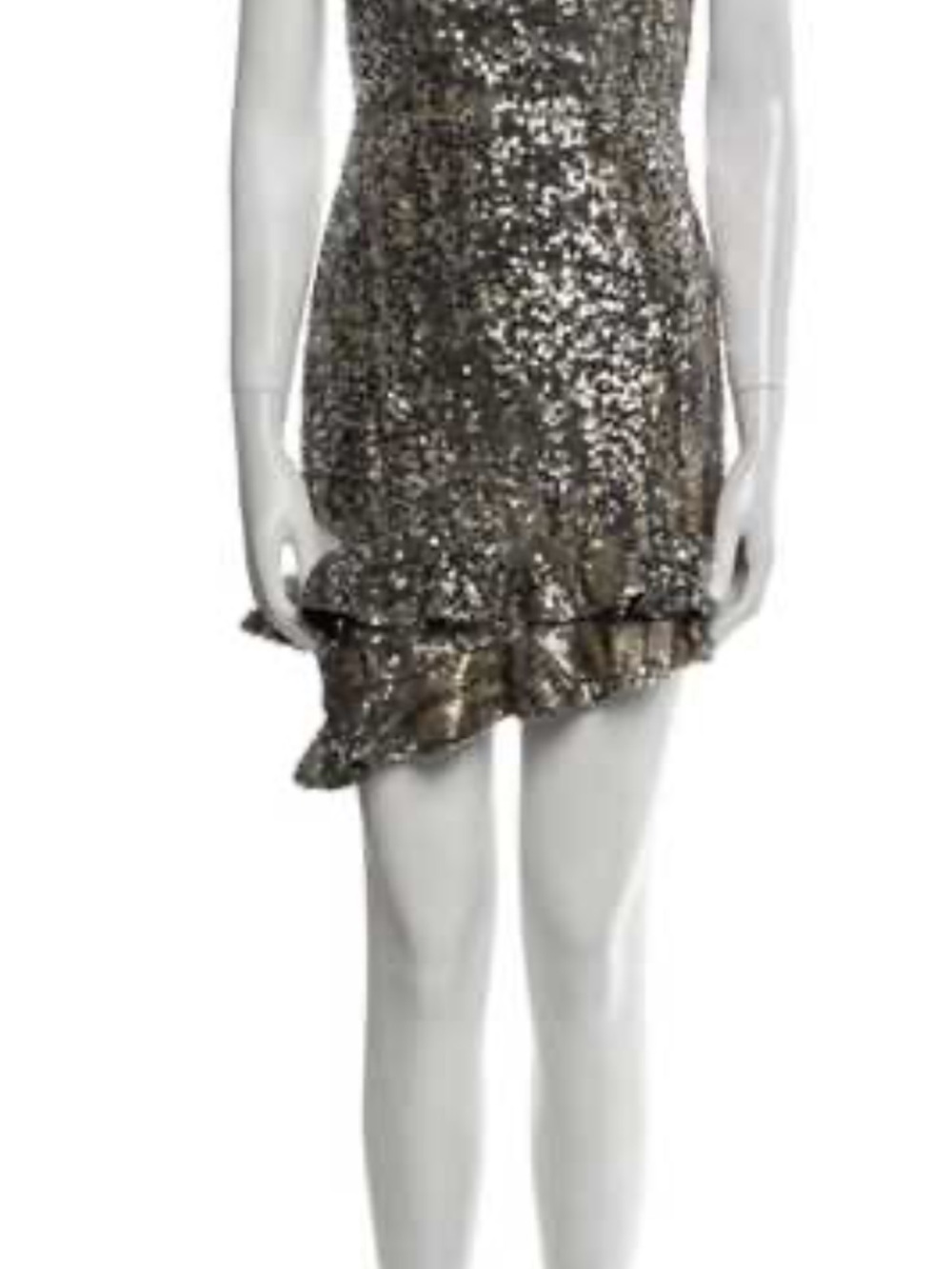 NBD Gold Sequin Ruffle Hem Mini Dress
